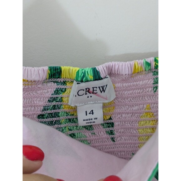 J. Crew Women’s Squareneck Midi Tiered Dress Lemon Print Ruffle Size 14 Preppy - Picture 3 of 8